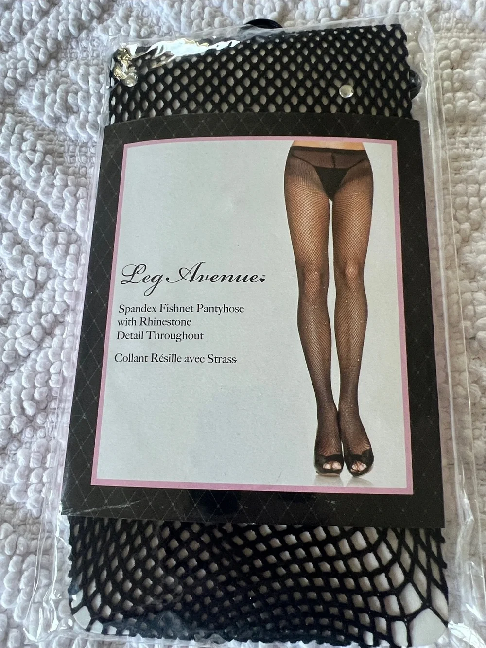 Leg Avenue Black Fishnet Rhinestone Pantyhose